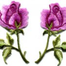 Pink roses pair flowers floral retro boho applique iron-on patch S-413 WORLDWIDE DELIVERY IS FREE!