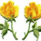 Yellow roses pair flowers floral retro boho applique iron-on patch S-414 WE SHIP ANYWHERE FOR FREE!