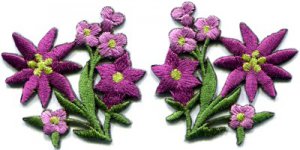 Purple lilies pair flowers floral bouquet boho applique iron-on patch S-416