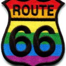 Route 66 gay pride rainbow muscle car americana USA applique iron-on patch S-269
