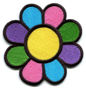 Flower power boho hippie retro love peace weed applique iron-on patch Medium S-116