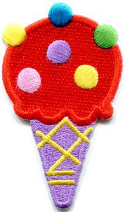 Ice cream cone 70s retro fun desert sweets kids applique iron-on patch S-380