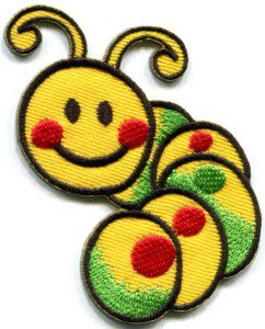 Caterpillar worm insect bug retro kids applique iron-on patch Small S-188