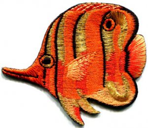 Angelfish fish orange applique iron-on patch S-222