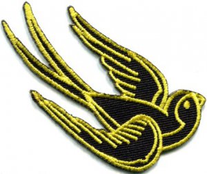 Bird tattoo swallow dove swiftlet sparrow biker applique iron-on patch S-358