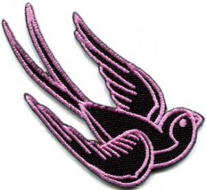 Bird tattoo swallow dove swiftlet sparrow biker applique iron-on patch S-359