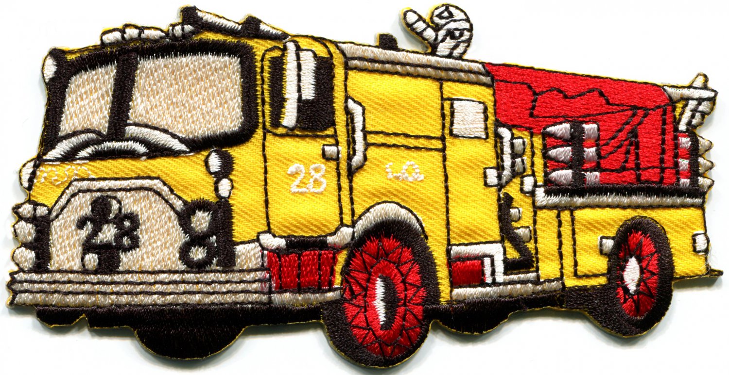 Fire engine truck rescue pumper retro applique iron-on patch S-562 FREE SHIPPING WORLDWIDE!