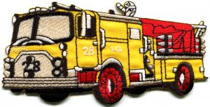 Fire engine truck rescue pumper retro applique iron-on patch S-562 FREE SHIPPING WORLDWIDE!