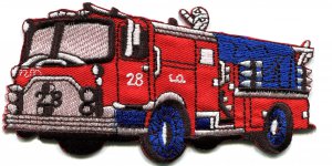 Fire engine truck rescue pumper retro applique iron-on patch S-560 WORLDWIDE DELIVERY IS FREE!
