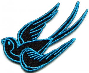 Bird tattoo swallow dove swiftlet sparrow biker applique iron-on patch S-568