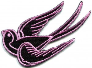 Bird tattoo swallow dove swiftlet sparrow biker applique iron-on patch S-566