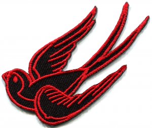 Bird tattoo swallow dove swiftlet sparrow biker applique iron-on patch S-565