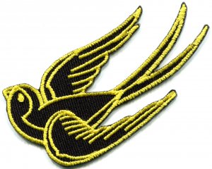 Bird tattoo swallow dove swiftlet sparrow biker applique iron-on patch S-569