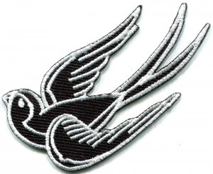 Bird tattoo swallow dove swiftlet sparrow biker applique iron-on patch S-567