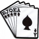 Royal flush playing cards biker retro poker ace applique iron-on patch S-583