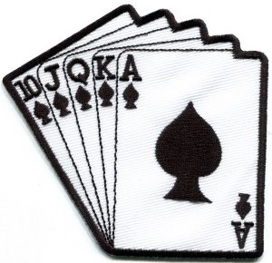 Royal flush playing cards biker retro poker ace applique iron-on patch S-583