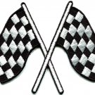 Checkered flag chequered auto car racing rockabilly applique iron-on patch S-601