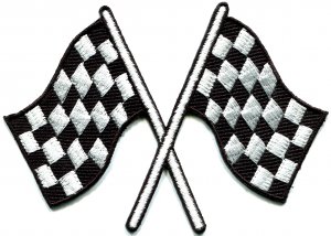 Checkered flag chequered auto car racing rockabilly applique iron-on patch S-601
