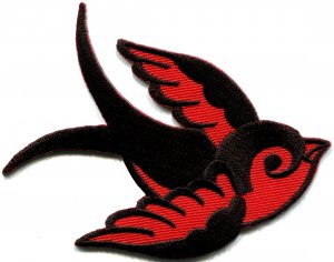 Bird tattoo swallow dove swiftlet sparrow biker applique iron-on patch S-593