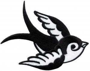 Bird tattoo swallow dove swiftlet sparrow biker applique iron-on patch S-595