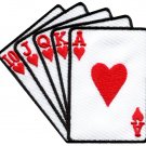 Straight flush playing cards biker retro poker applique iron-on patch S-598