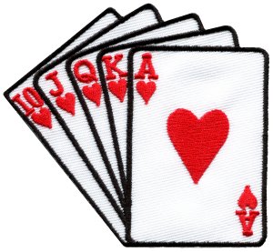 Straight flush playing cards biker retro poker applique iron-on patch S-598