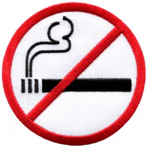No Smoking sign symbol warning cigarette smoke applique iron-on patch S-592
