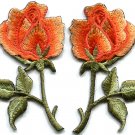 Orange roses pair flowers floral retro boho applique iron-on patch S-540 FREE WORLDWIDE DELIVERY!