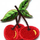 Cherry cherries fruit retro fun biker tattoo applique iron-on patch S-512