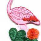 Pink flamingo wading bird animal wildlife applique iron-on patch G-35