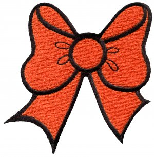 Orange bow knot ribbon boho retro sew sewing applique iron-on patch G-21