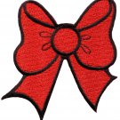 Red bow knot ribbon boho retro sew sewing applique iron-on patch G-20