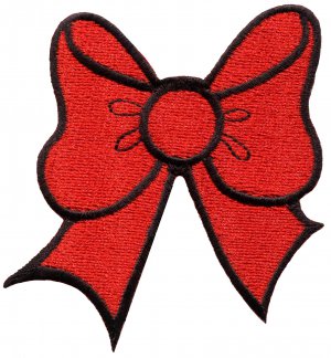 Red bow knot ribbon boho retro sew sewing applique iron-on patch G-20