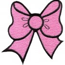 Pink bow knot ribbon boho retro sew sewing applique iron-on patch G-19