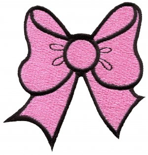 Pink bow knot ribbon boho retro sew sewing applique iron-on patch G-19