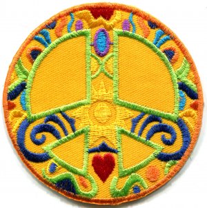 Peace sign hippie boho retro sixties flower power applique iron-on patch G-37