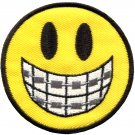 Smiley face smile braces boho 70's retro fun applique iron-on patch G-27