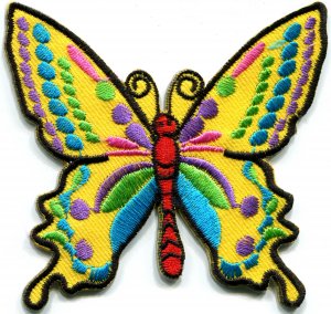 Butterfly 70s hippie boho retro love peace groovy applique iron-on patch G-25