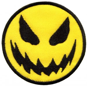 Evil smiley face smile boho 70's retro fun applique iron-on patch G-28