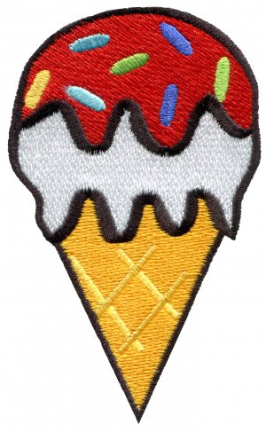Ice cream cone 70s retro fun desert sweets kids applique iron-on patch G-42
