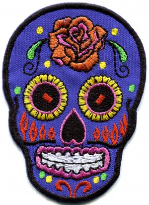 Skull tattoo biker horror goth punk emo rock retro applique iron-on patch G-54
