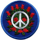 Peace sign hippie boho retro flower power distressed applique iron-on patch G-49