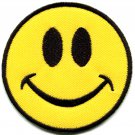 Smiley face smile boho 70's retro fun embroidered applique iron-on patch G-53