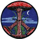 Mushroom peach sign hippie retro boho LSD shrooms applique iron-on patch G-46