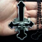 Satanic inverted cross skull occult satan demon witch wicca necklace pendant