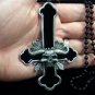Satanic inverted cross skull occult satan demon witch wicca necklace pendant