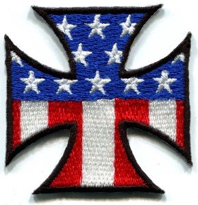 German Iron Cross American Flag biker retro motorcycle iron-on patch new S-88