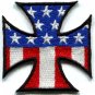 German Iron Cross American Flag biker retro motorcycle iron-on patch new S-88