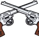 Six guns pistols cowboy western gunfighter applique iron-on patch new G-67