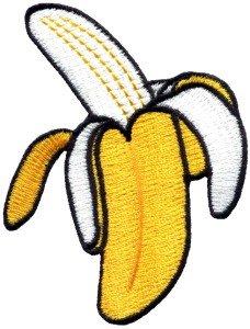 Bananas bunch fruit snack monkey jungle retro fun applique iron-on patch S-196